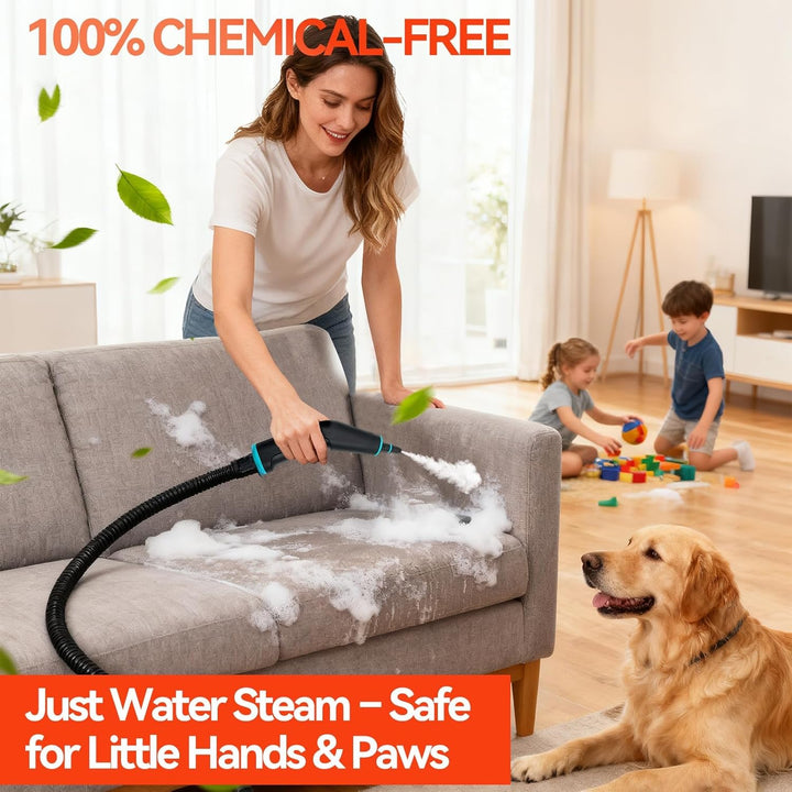 Dampfreiniger Handgerät, 6-Gang Steam Cleaner mit Grossem Tank &amp; 10 Zubehör, 10s Schnellheizungs Han