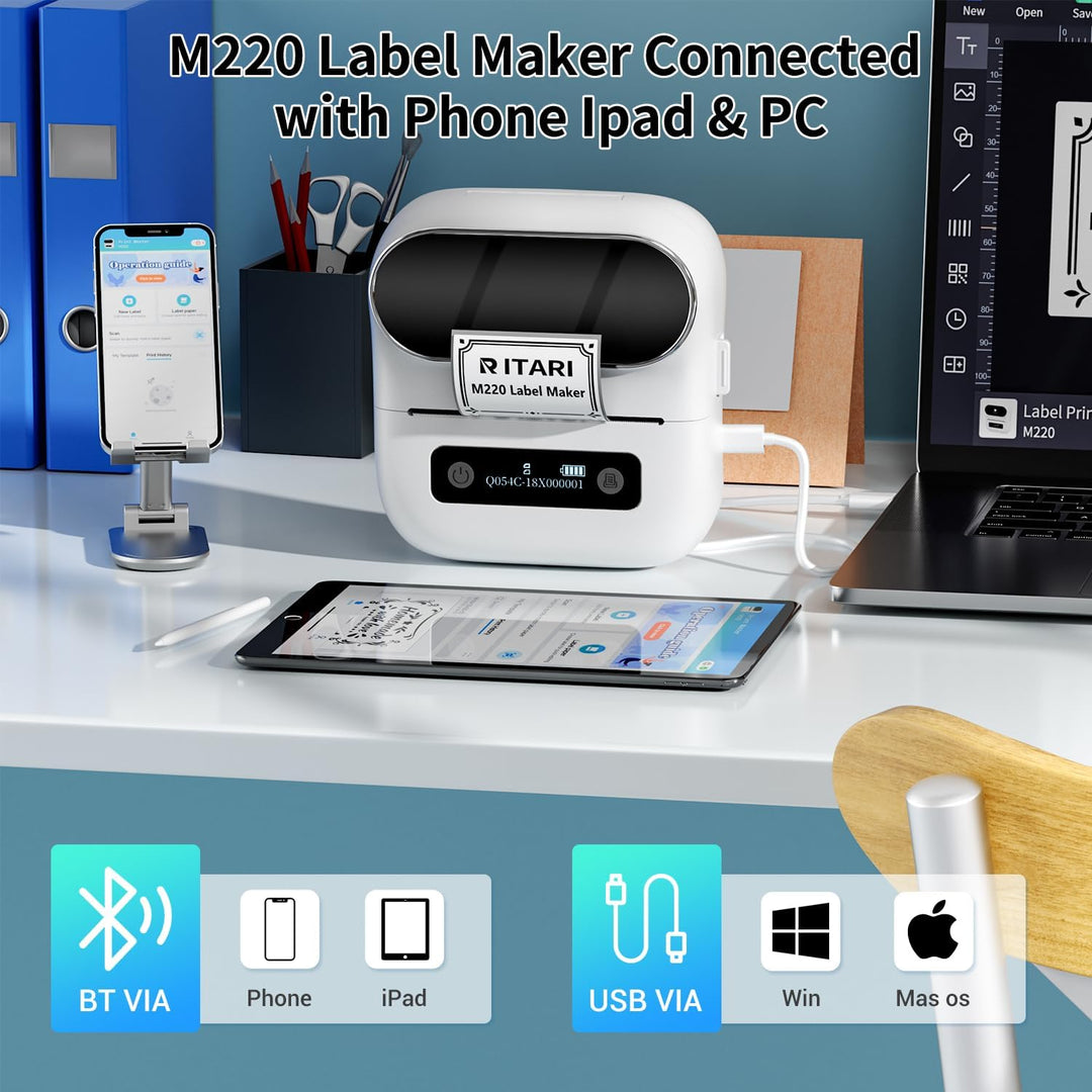 Itari M220 Wireless Thermischer Etikettendrucker, Upgrade 80mm Etikettiergeräte für Zuhause, Büro un