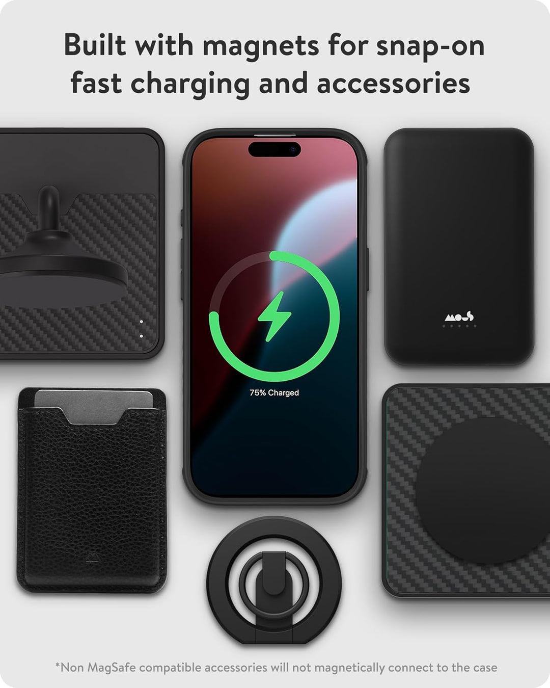 Mous Hülle für iPhone 16 MagSafe Kompatibel Case [Kamerasteuerung Cover] - Limitless 6.0 - Carbonfas
