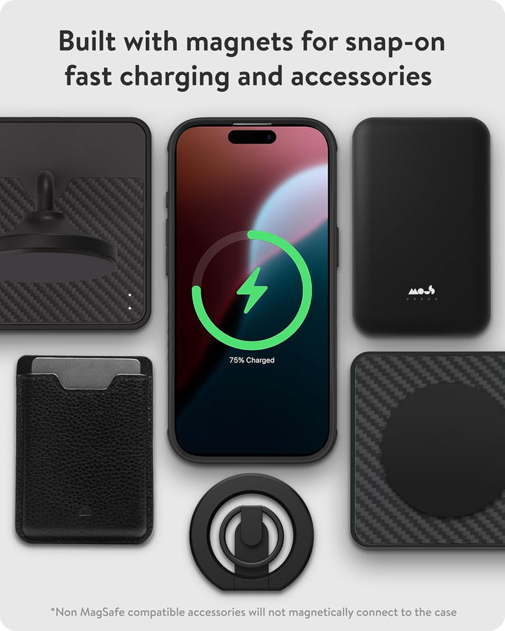 Mous Hülle für iPhone 16 MagSafe Kompatibel Case [Kamerasteuerung Cover] - Limitless 6.0 - Carbonfas