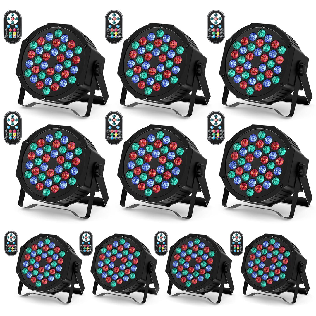 U`King 10er Pack LED Par Strahler, 36 LED Bühnenlicht Partylicht RGB DMX512 mit Fernbedienung,Discol