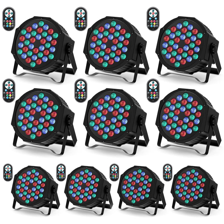 U`King 10er Pack LED Par Strahler, 36 LED Bühnenlicht Partylicht RGB DMX512 mit Fernbedienung,Discol
