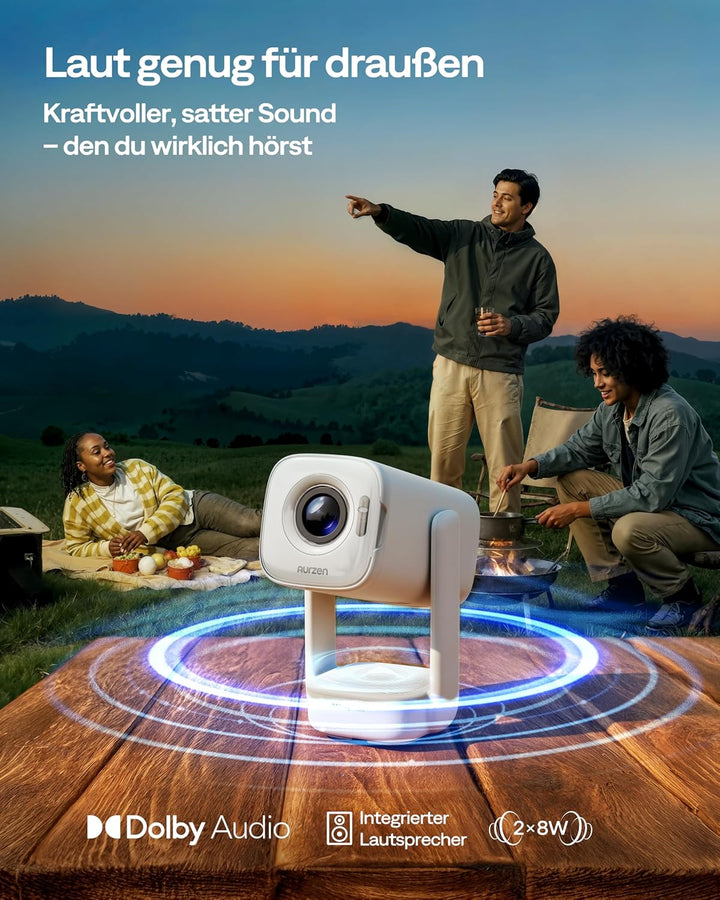 Aurzen D1 air Smart Beamer mit Netflix, 16W Dolby Audio, Beamer Outdoor 1080P mit HDR10 & 4K-Unterst