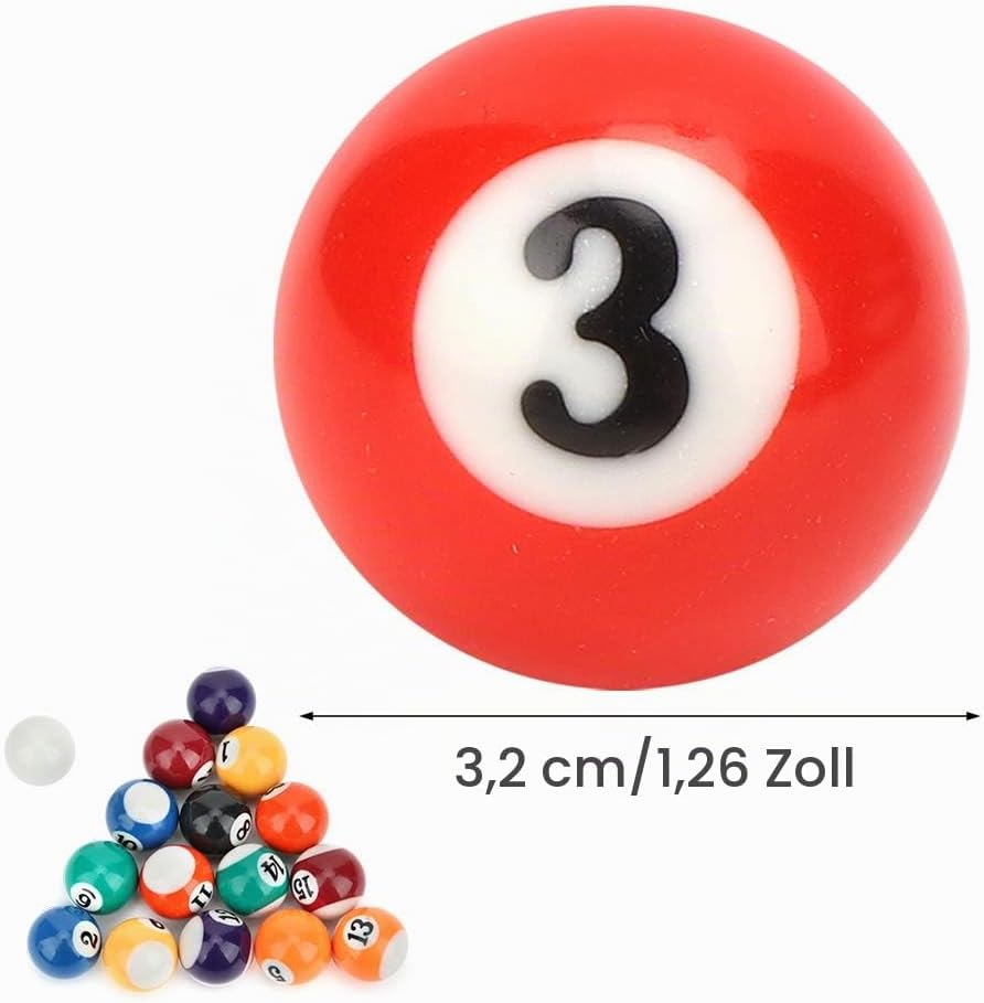 Ejoyous Mini Billardkugeln, 16 Stück 32mm Umweltfreundliche Polyesterharz Pool, Trainingsbälle Billa