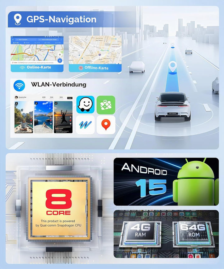 Autoradio 8 Kern Q-Snapdragon 4+64G Android 15 für Suzuki SX4 2006-2013 FIAT Sedici 2005-2014,9 Zoll