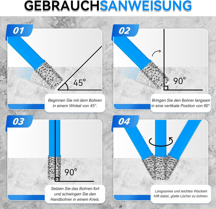Diamant Fliesenbohrer 10mm - 5 Stück M14 Trockenbohrkrone Vakuumgelöteter Lochsäge für Fliesen Porze