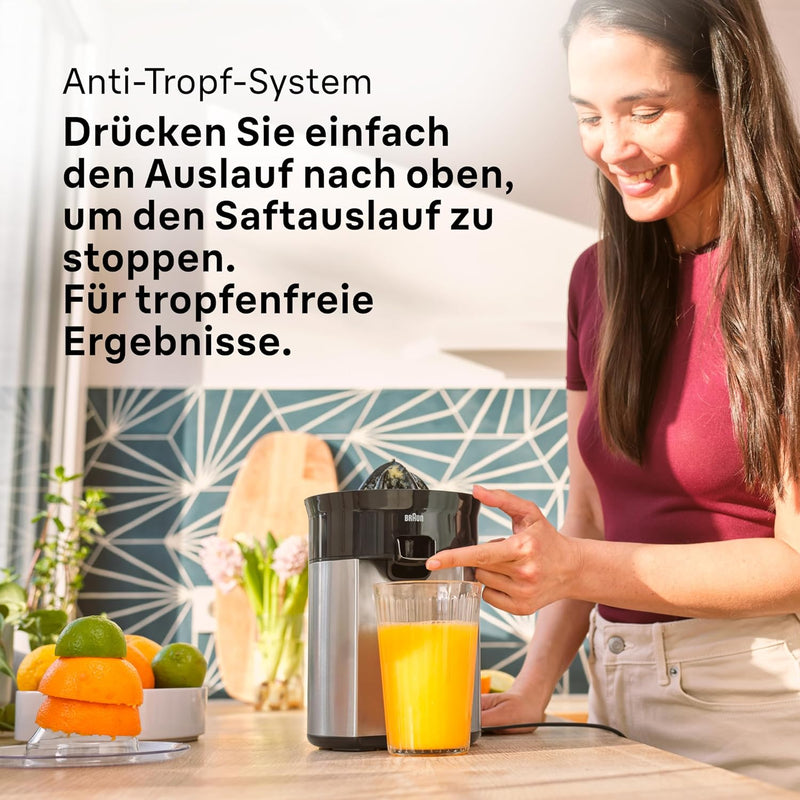 Braun CitrusQuick 5 CJ5050 BK Zitruspresse, Direkter Saftauslauf, Anti-Tropf-Auslauf, Start/Stopp-Au