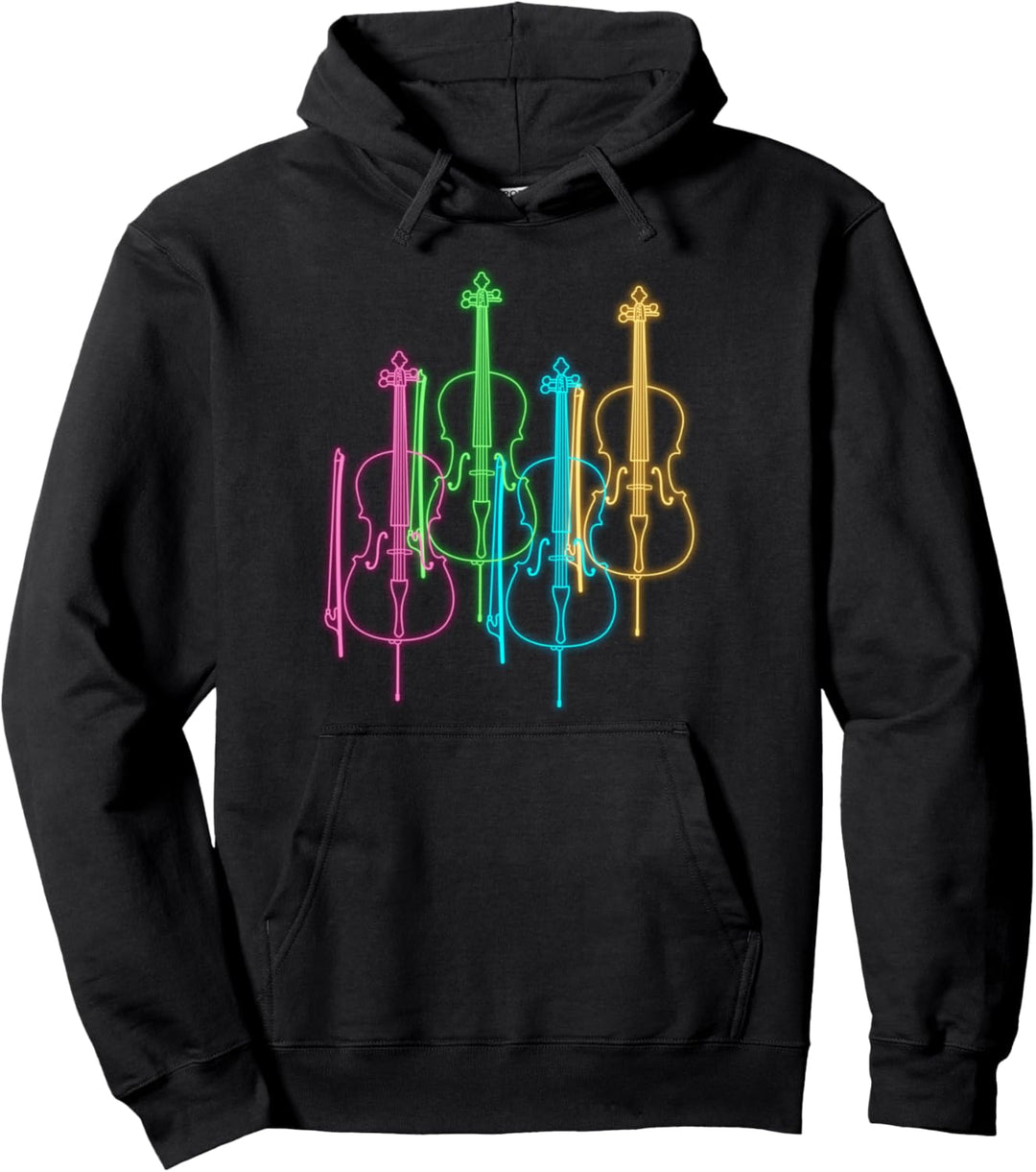Retro 60's Buntes Cello Instrument Geschenk Pullover Hoodie