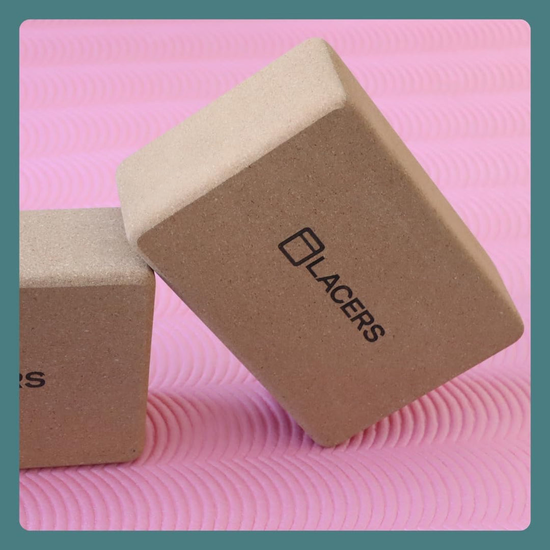 Lacers PetrolLine Yoga Block Kork – Rutschfester Yogablock aus Naturkork | Stabiler Yogaklotz als Hi