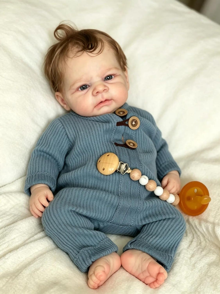 Zero pam Reborn Baby Vollsilikon Lebensecht Jungen Augen Auf, 43CM Lebensechte Babypuppen Wie Echt,