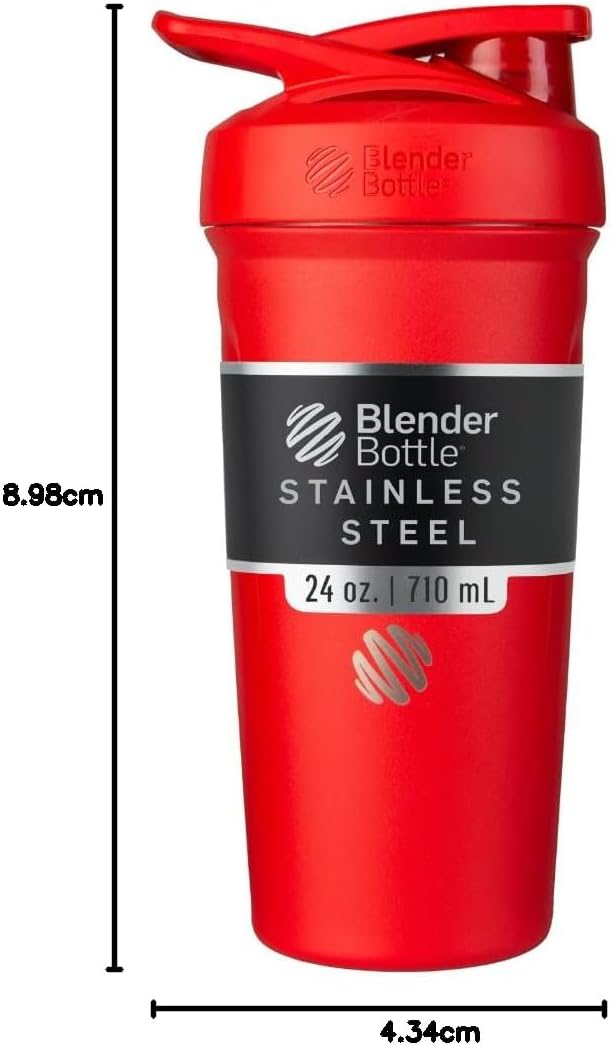 BlenderBottle Strada - Edelstahl Trinkflasche, Thermoflasche mit BlenderBall, Protein Shaker und Fit