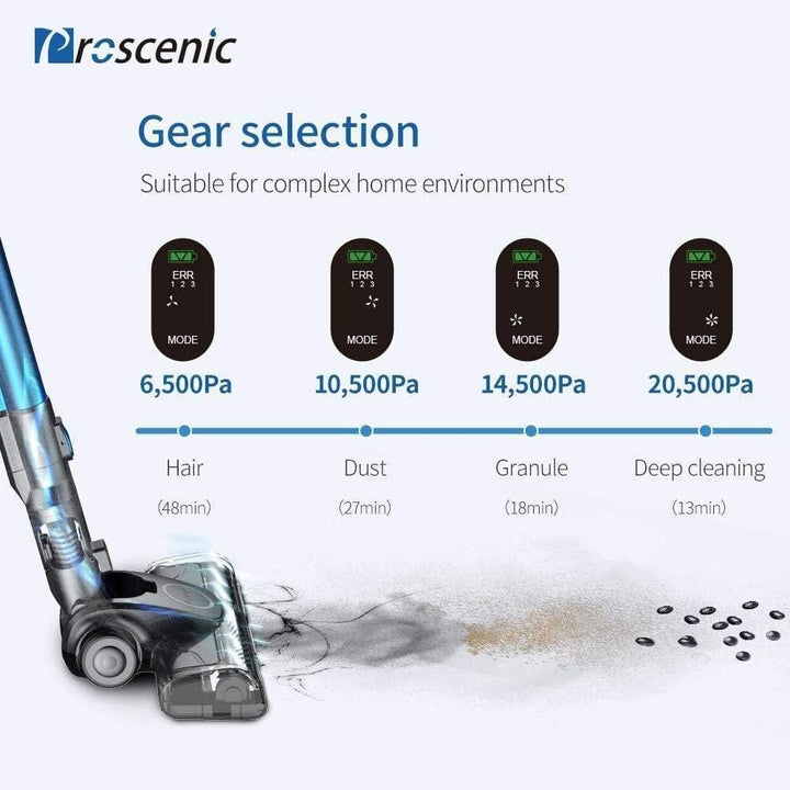 Proscenic P10 Akku Staubsauger, kabelloser Staubsauger mit 4 Saugstufen, 22,000 Pa Starke Saugleistu