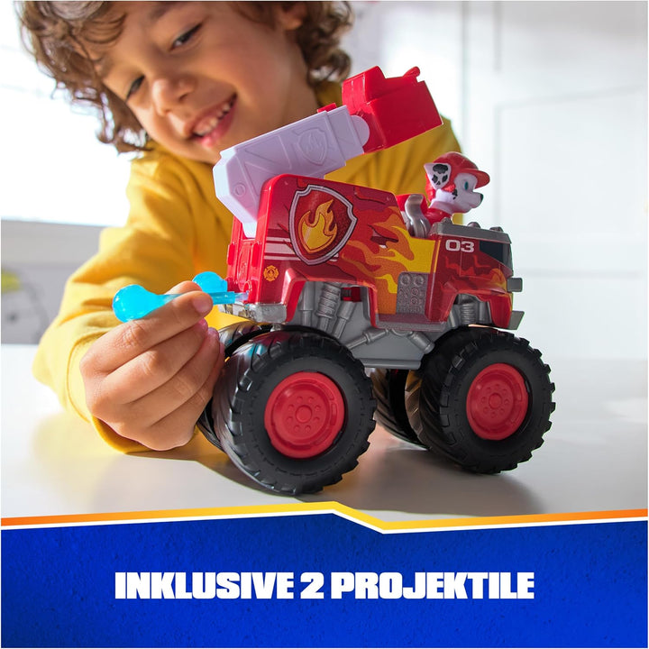 PAW PATROL Rescue Wheels - Marshalls Feuerwehr Monstertruck mit Geschoss-Abwurf und Marshall Hundefi