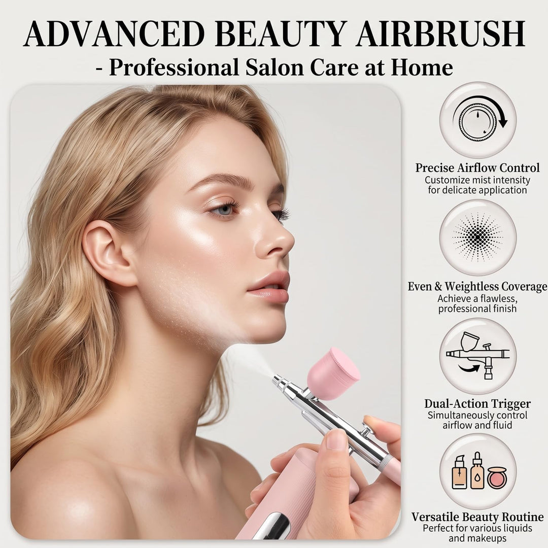Airbrush-Set mit LCD-Display, 48PSI Nagel-Airbrush-Set mit Kompressor Rose, Rose