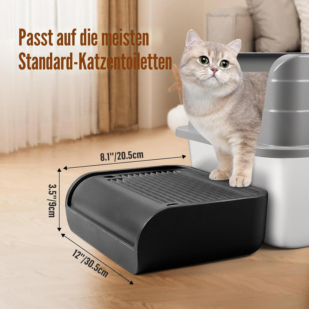 Kalolary Katzenstreu-Rampe mit Filtersystem – rutschfeste Treppe für Katzentoilette, Litter Catcher