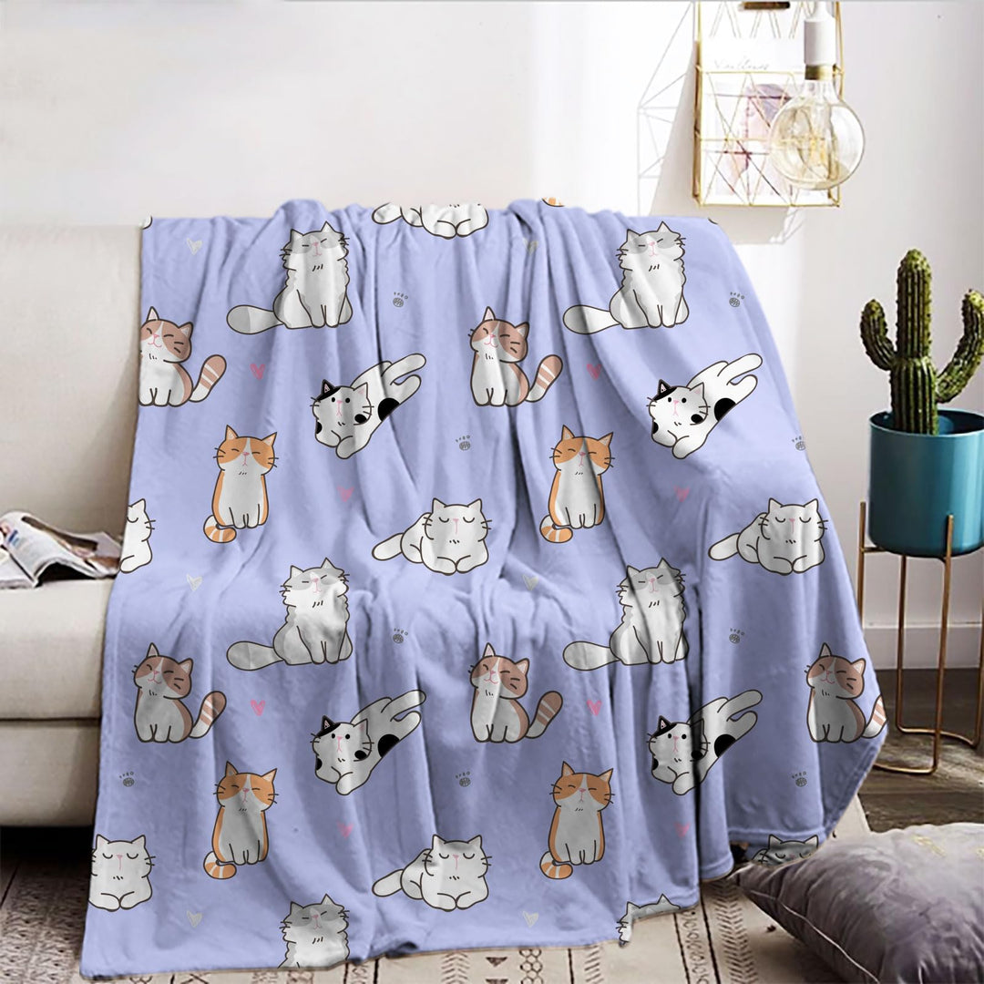 Decke katzenmotiv 130x150cm,Cartoon Kätzchen kuscheldecke Fleece Decke mit 3D Tierdruck, Weiche Warm