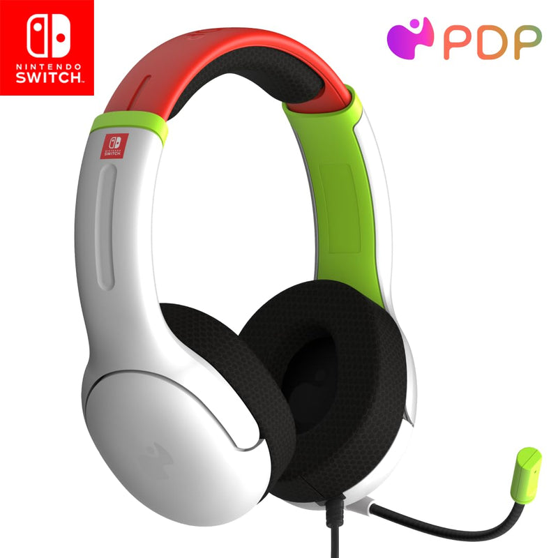 PDP AIRLITE Wired Headset Radiant Racers Nintendo Switch White and green, White and green