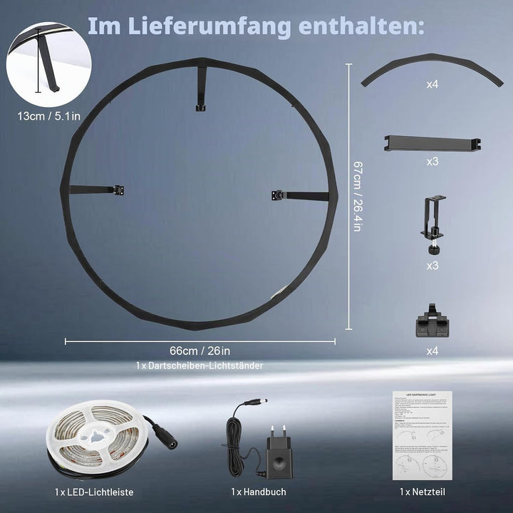 LED Dartboard Ring Licht, 360° Schattenfreie Beleuchtung mit 90 LEDs für Wohnzimmer - Helles LED Rin