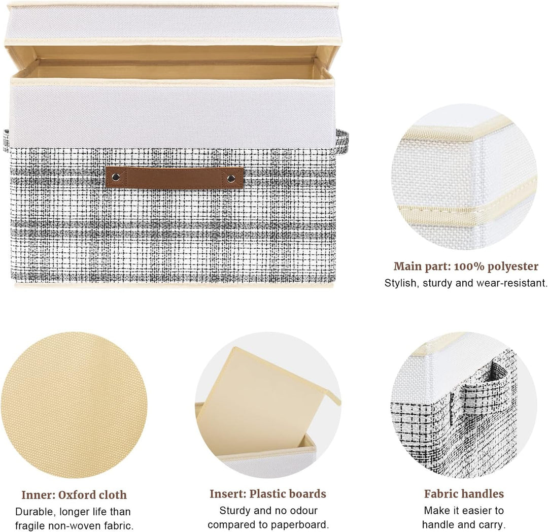 TYEERS Faltbare Aufbewahrungsbox mit Deckel, Stoff, Patchwork-Design, Kisten Aufbewahrung mit Deckel
