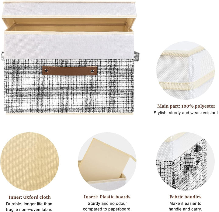 TYEERS Faltbare Aufbewahrungsbox mit Deckel, Stoff, Patchwork-Design, Kisten Aufbewahrung mit Deckel