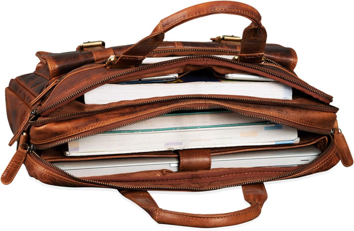 STILORD 'Alvaro' Vintage Businesstasche Echtes Leder Laptoptasche 15,6 Zoll Aktentasche Grosse Umhän