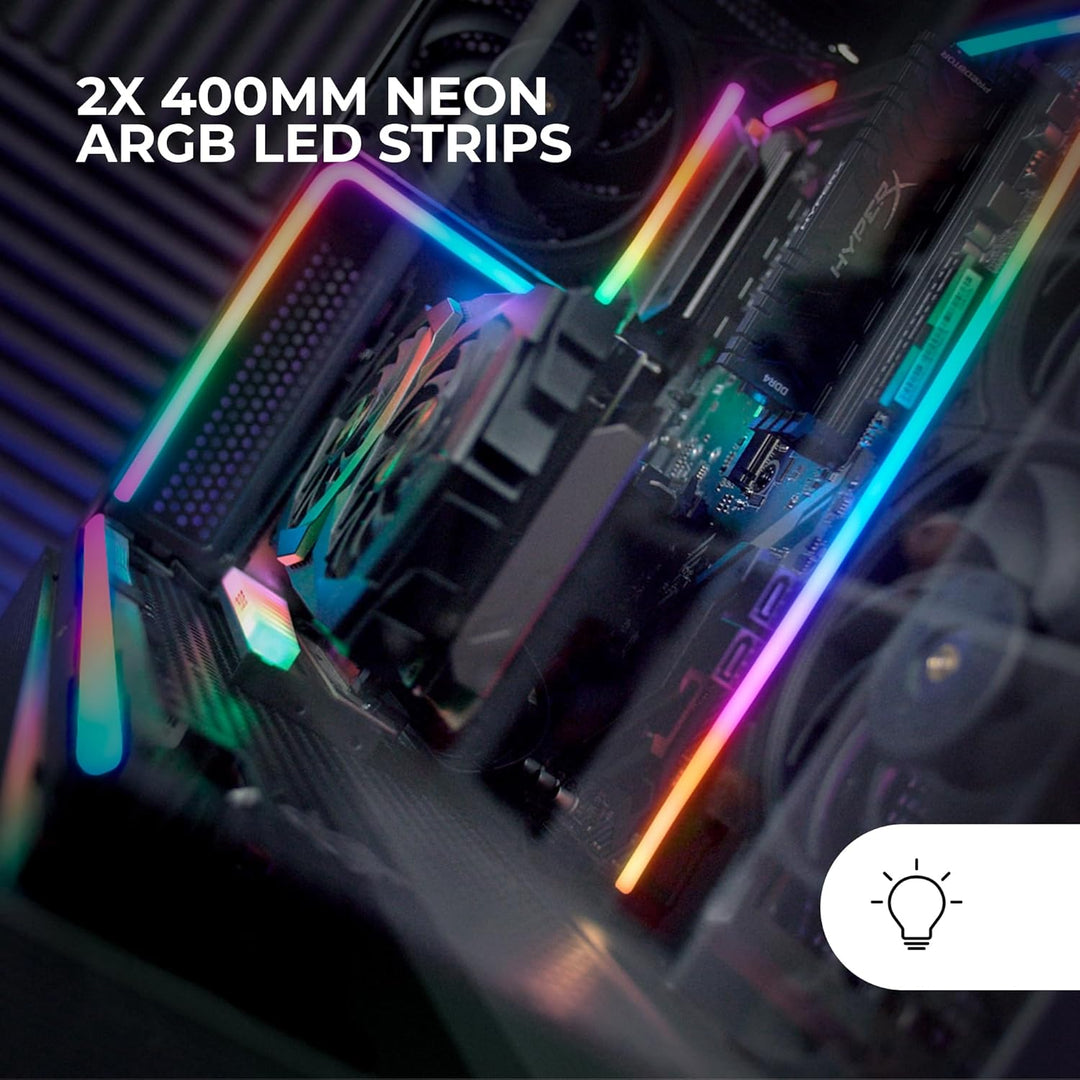 Mars Gaming MLT-TWO, 2x NEON ARGB 400mm LED Strips, 5V 3 Pin Kompatibel mit Hubs und MB ARGB, Flexib