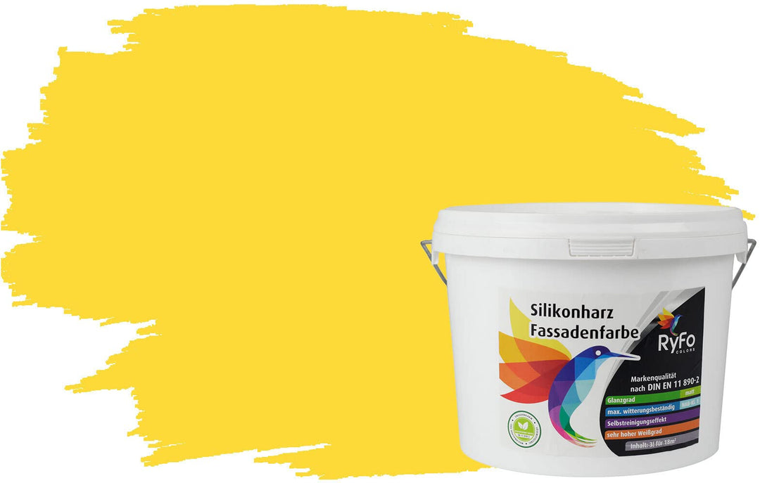 RyFo Colors Silikonharz Fassadenfarbe Lotuseffekt Trend Zinkgelb 3l - bunte Fassadenfarbe, weitere G