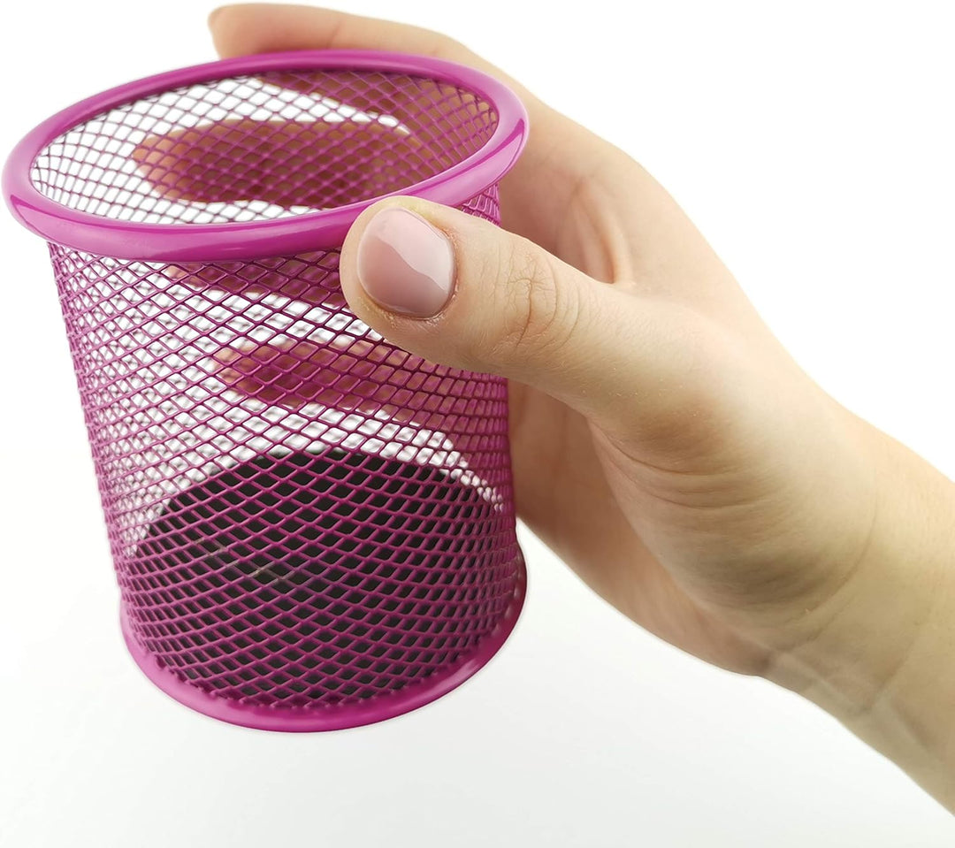 Leviatan Metall Stifteköcher 24 Stück | Stiftehalter rund aus Drahtmetall | Mesh Multifunktions Bech