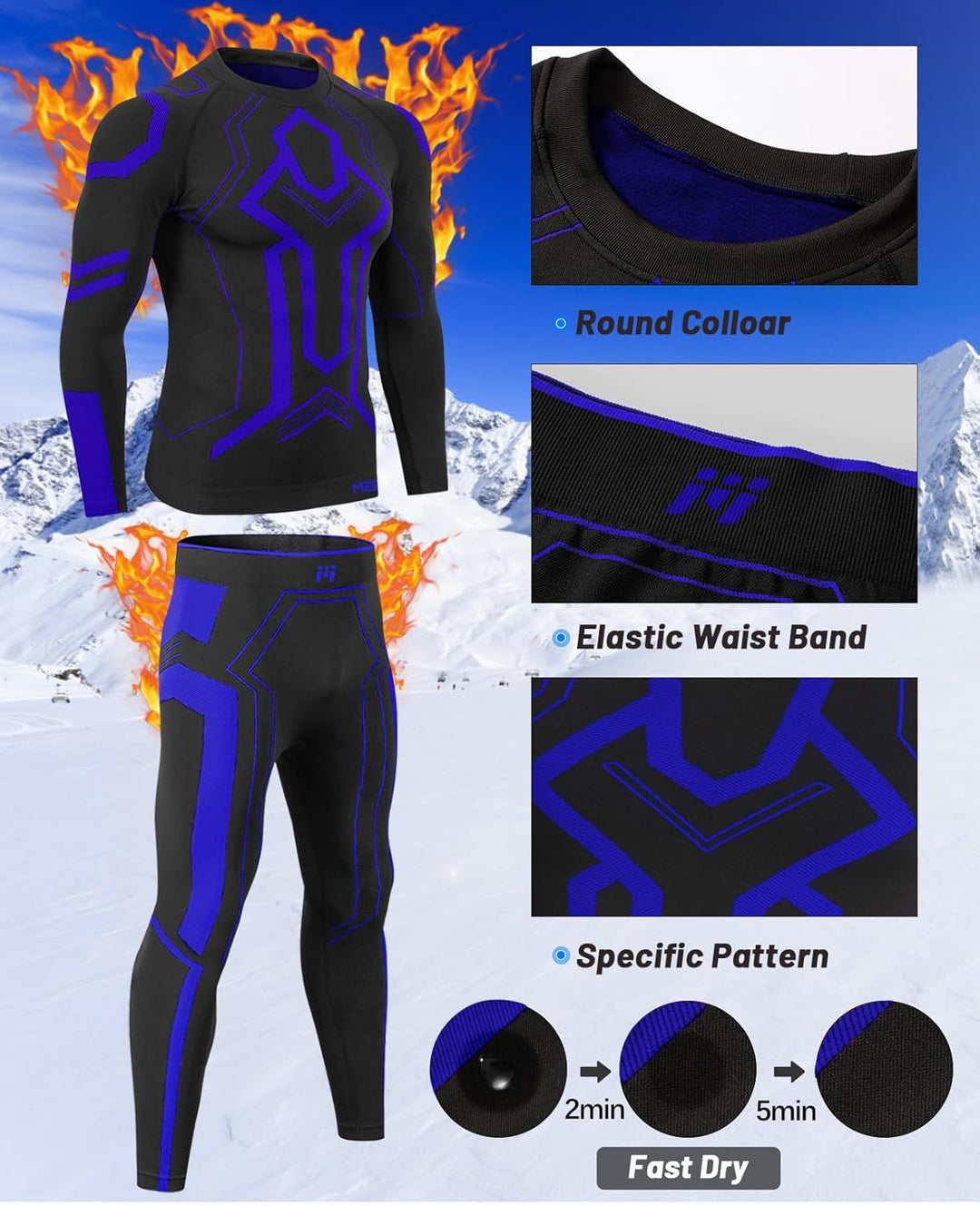 MEETWEE Thermounterwäsche Herren Atmungsaktiv Männer Thermo Funktionswäsche Winter Skiunterwäsche Un