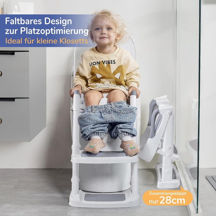 DEANIC Toilettensitz Kinder mit Treppe, Töpfchen mit Leiter &PU Gepolstert, Toilettenaufsatz für Kin