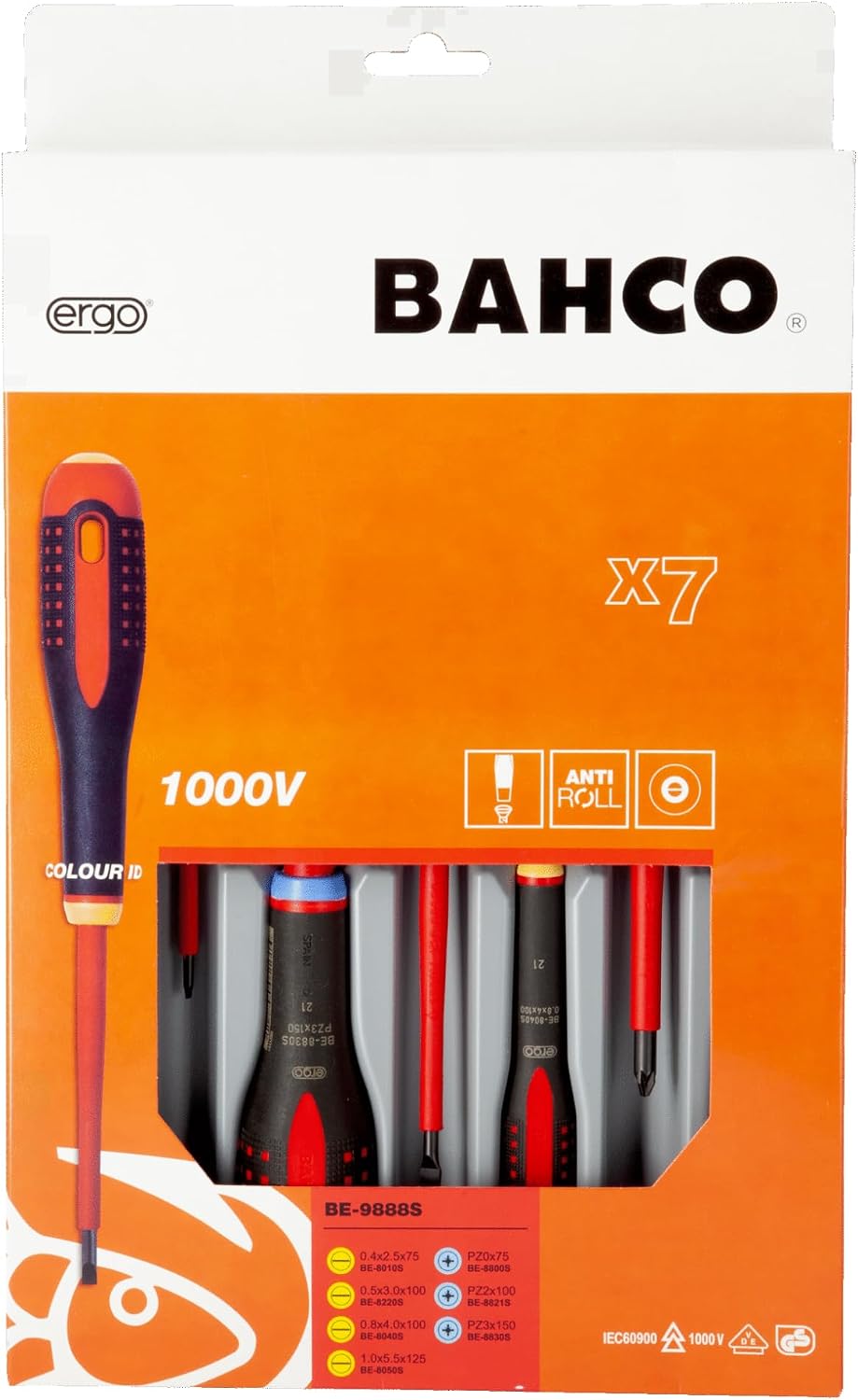 BAHCO BHBE-9888S Schraubendreher-Set (7-teilig) 1 Originalverpackung, 1 Originalverpackung