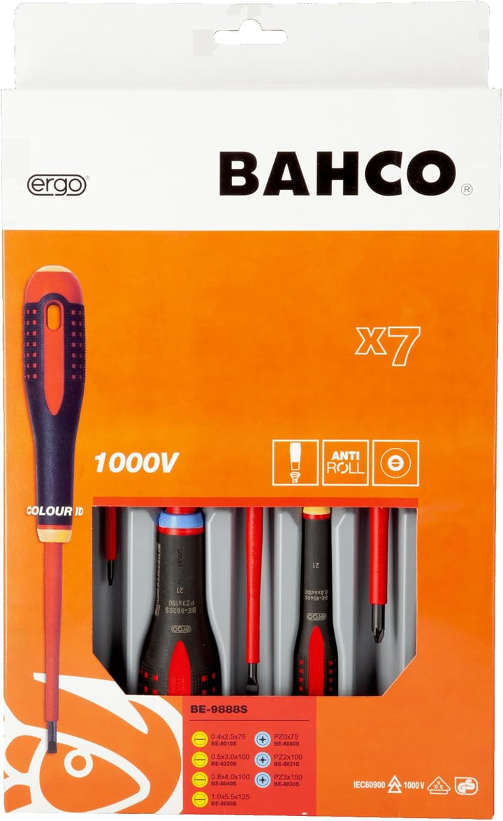BAHCO BHBE-9888S Schraubendreher-Set (7-teilig) 1 Originalverpackung, 1 Originalverpackung