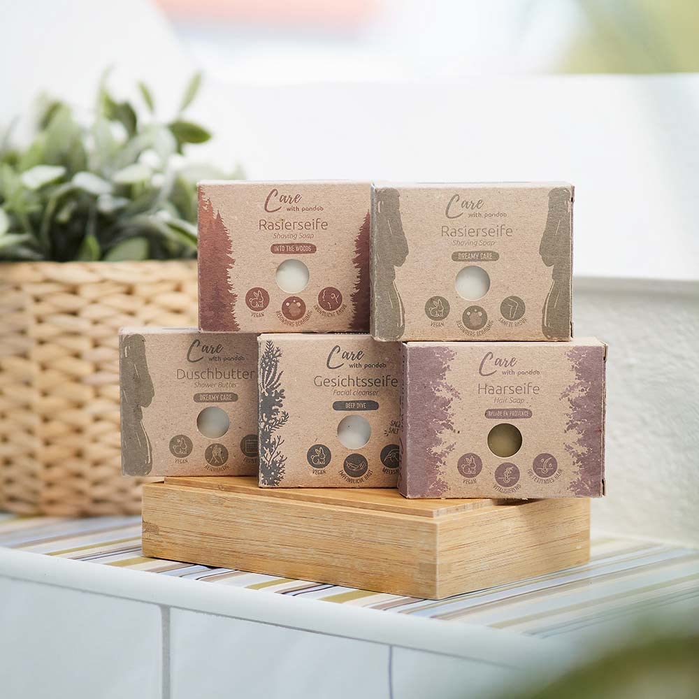 pandoo Rasierseifen 100g | Into the Woods | Naturseife | Vorteilspack (4 Stück)