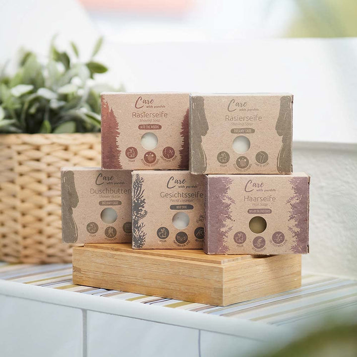 pandoo Rasierseifen 100g | Into the Woods | Naturseife | Vorteilspack (4 Stück)