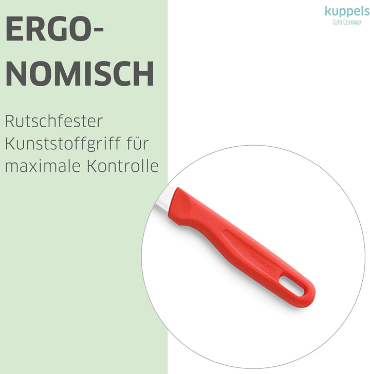 Kuppels SOLINGEN Küchenmesser Set 9 teilig rot, Kurze scharfe Küchenmesser aus 420HC Stahl, Gemüseme