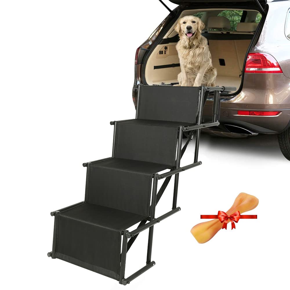 Hundetreppe - 4 Stufen Hundetreppe Auto Faltbare Hunderampe für Auto, Sofa oder Bett, rutschfest, Be