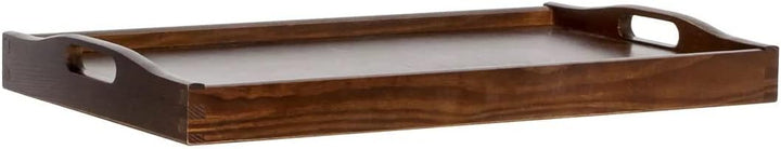 Wooden World Holztablett mit Frühstück mit Griffen 25 x 35 cm massiv braun