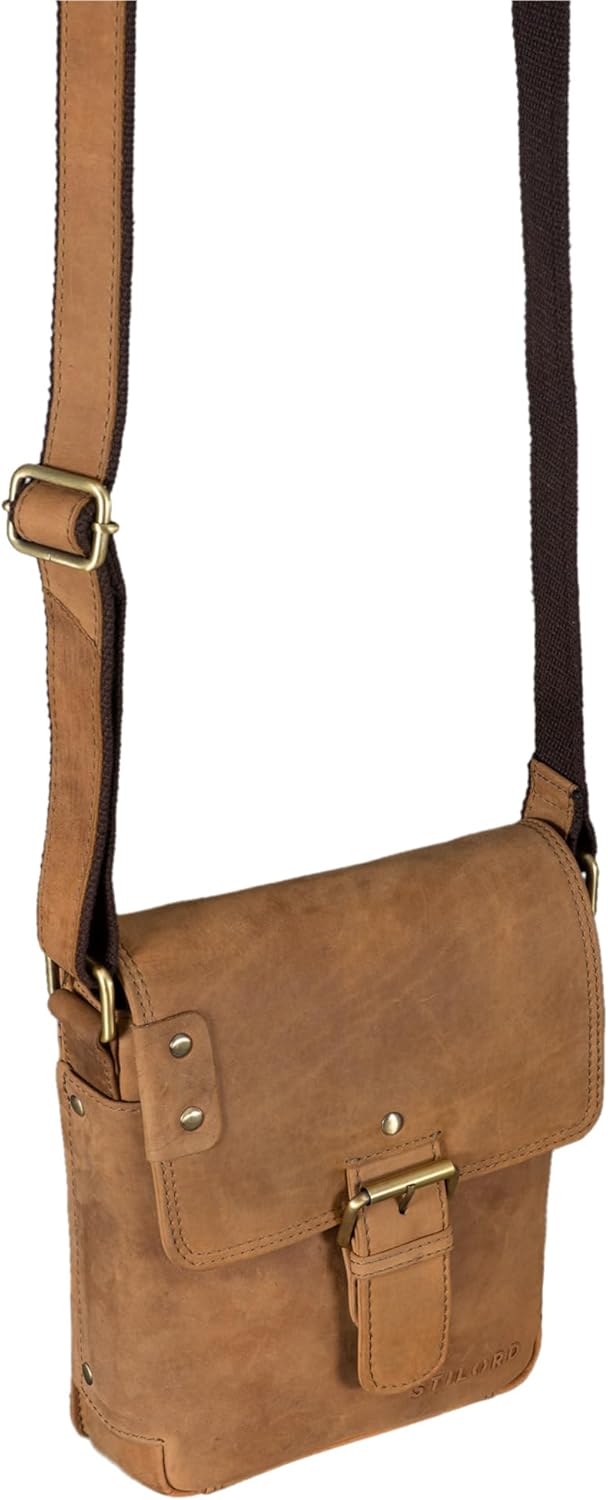 STILORD 'Alessio' Leder Messenger Bag Männer klein Vintage Umhängetasche Herrentasche Tablettasche S