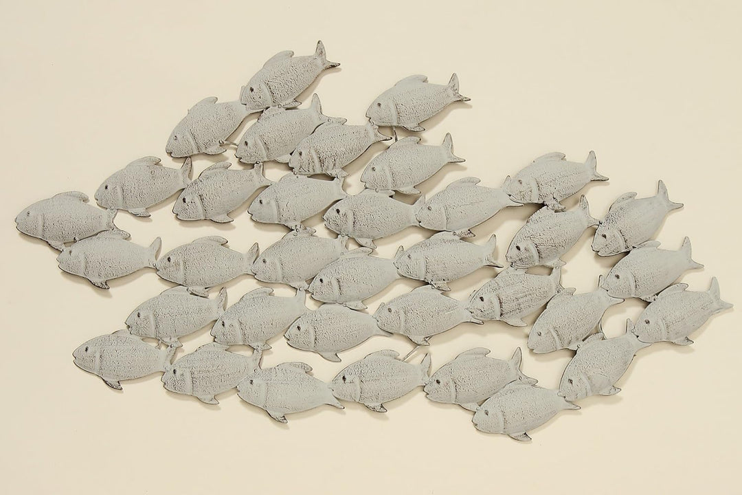 B&B Wandbild Fischschwarm aus Eisen in Grau 97 x 54 cm Fische Bild