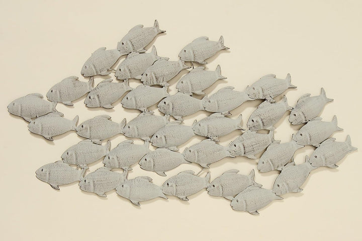B&B Wandbild Fischschwarm aus Eisen in Grau 97 x 54 cm Fische Bild