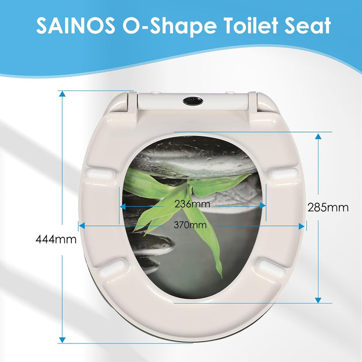 Duroplast-Toilettensitz, O-förmiger Toilettendeckel mit Soft-Close-Mechanismus, Edelstahlscharnier,