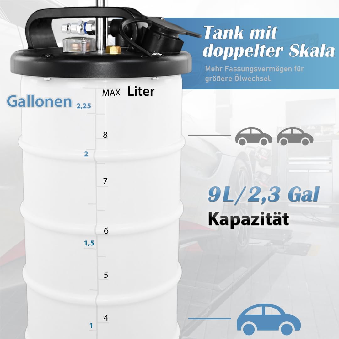 FIRSTINFO A1108EUY5 | 9L Manuelle und pneumatische | Ölpumpe Flüssigkeitspumpe Extraktor Pumpe | Öla
