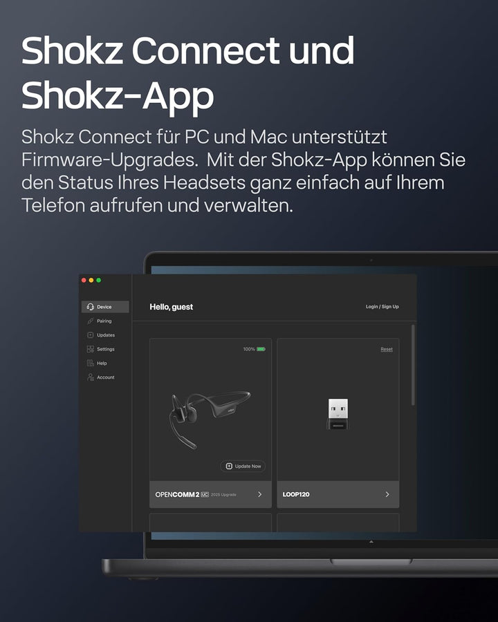 SHOKZ OpenComm2 UC 2025 Upgrade USB-A kabelloses Knochenschall PC Headset, Bluetooth Open-Ear Kopfhö