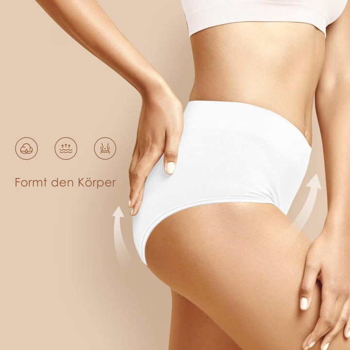 YouShow Unterhosen Damen 5er Pack Baumwolle Hohe Taille Unterwäsche Slip Stretchanteil S Weiss, S We