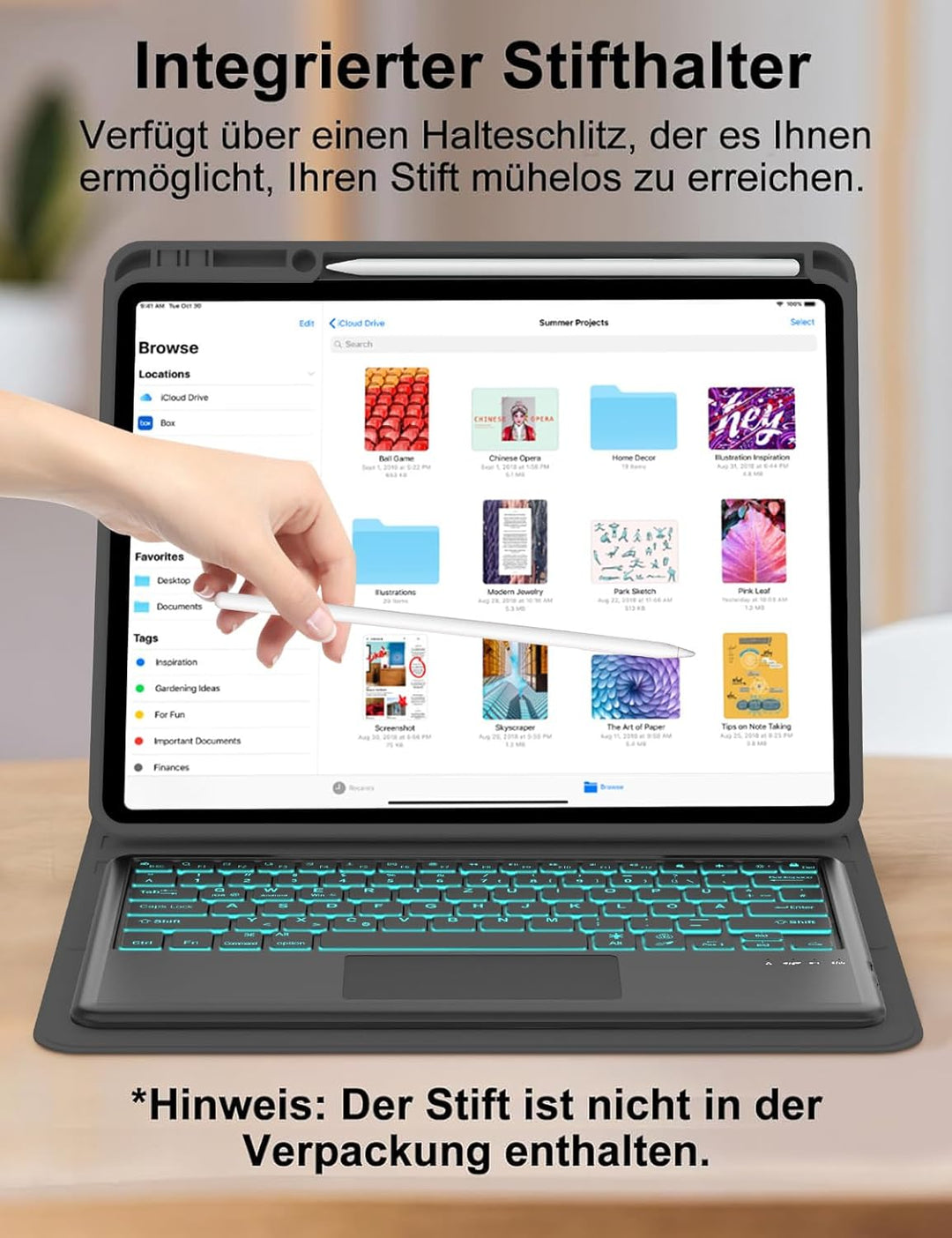 Tastatur Hülle für Lenovo idea Tab Pro 12.7" 2025, Deutscher QWERTZ, Multi Touch Trackpad, 7 Farben