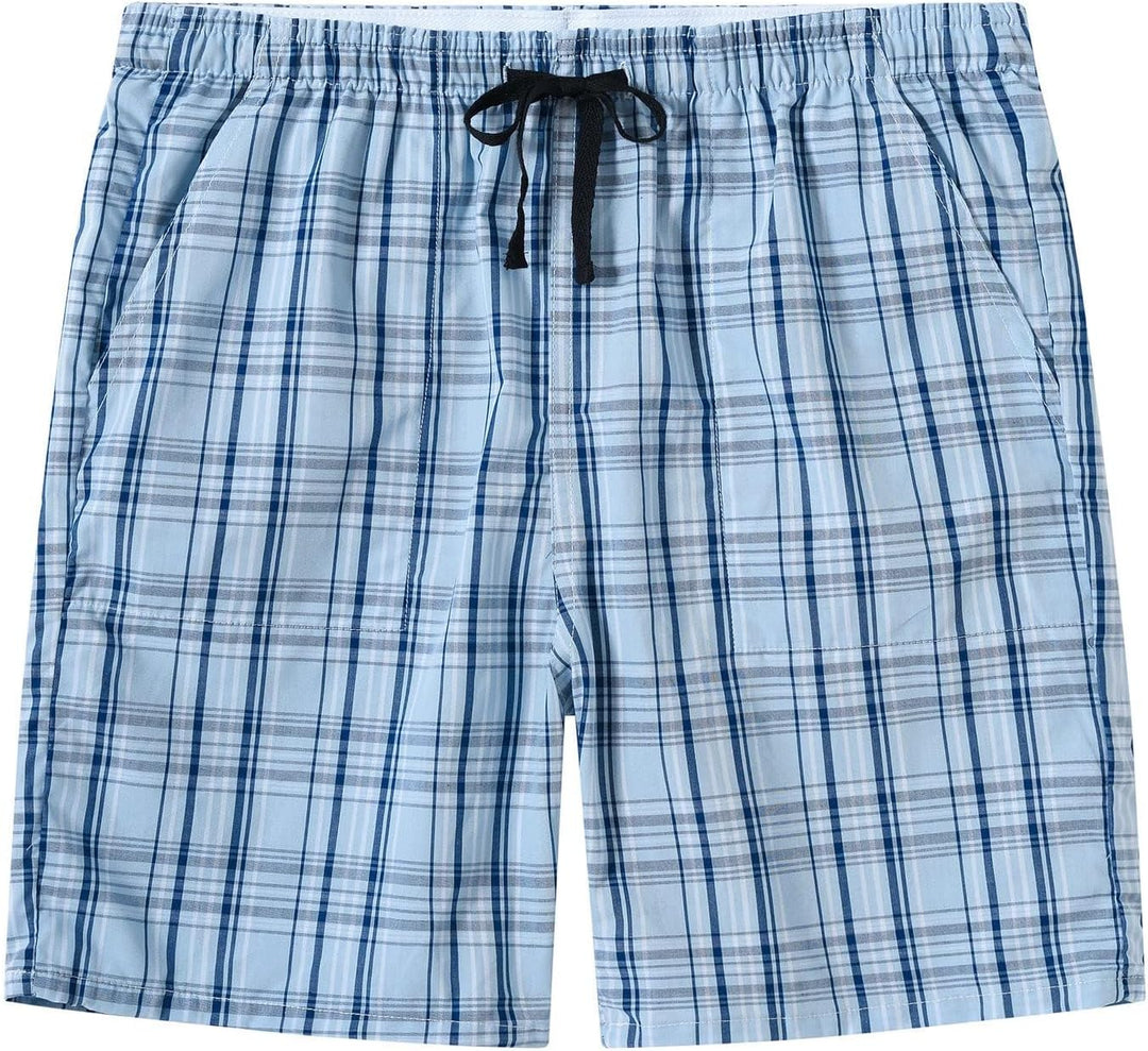 MoFiz Schlafshorts Jungen Baumwolle Kurz Pyjamahose Schlafanzug Karierte Hose Loungewear Nachtwäsche