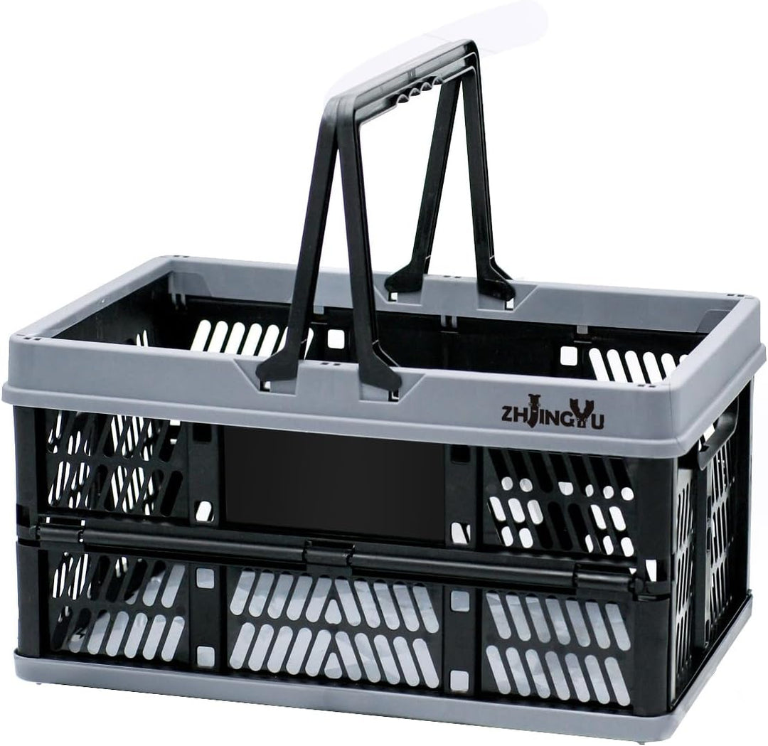 ZHJINGYU Plastic Folding Storage Crate Stackable Grocery Bin Container Einkaufskorb, für Küche Wohnz