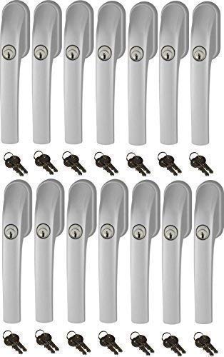 Abus FG300 abschliessbarer Fenstergriff, Silber, im Set 14 Stück alle gleichschliessend mit insgesam