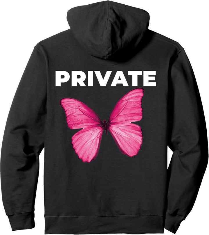 Private Pink Butterfly Explore Travel Aesthetic Pullover Hoodie