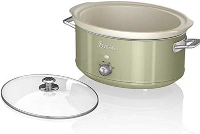 Swan Retro SF17031GN Slow Cooker 6,5L Abnehmbarer Kochbehälter, PFOA-und PTFE-freier Keramischer Ant